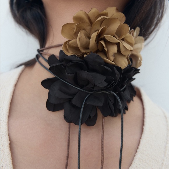 flower neck tie zara